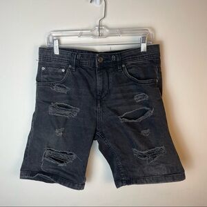 Pull&Bear Black Distressed Men’s Shorts Size 40